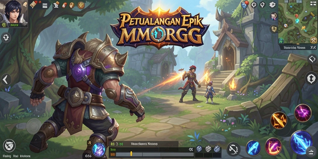Screenshot dari gameplay epik 8055 dalam dunia MMORPG.