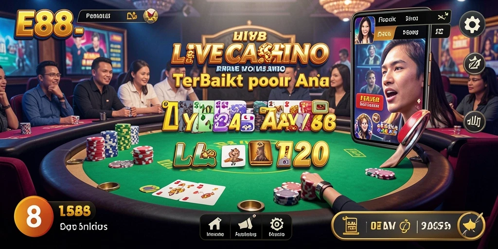 Tampilan gameplay E88 dalam suasana Live Casino yang nyata.