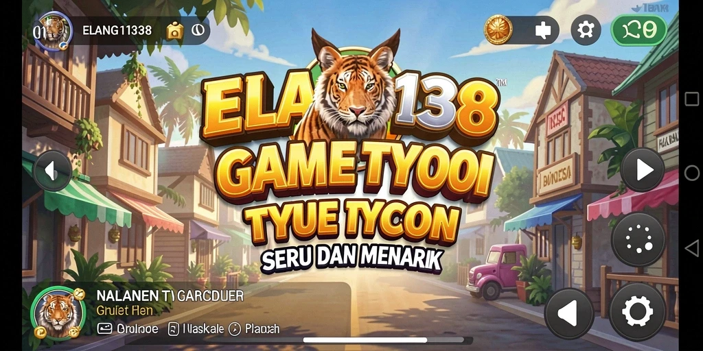 Tampilan utama gameplay ELANG138 menampilkan dunia tycoon yang dinamis.