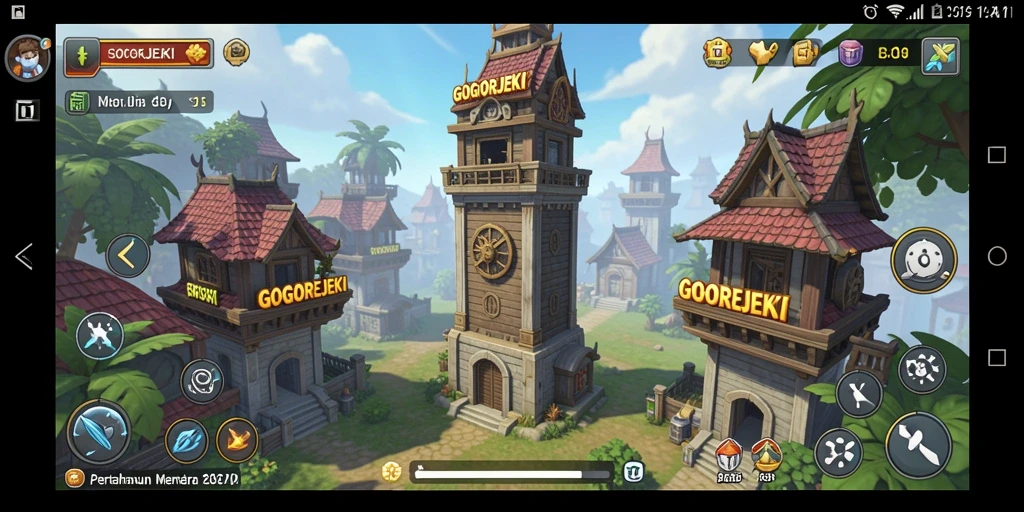 Screenshot gameplay GOGOREJEKI menampilkan aksi strategi Tower Defense yang menegangkan.