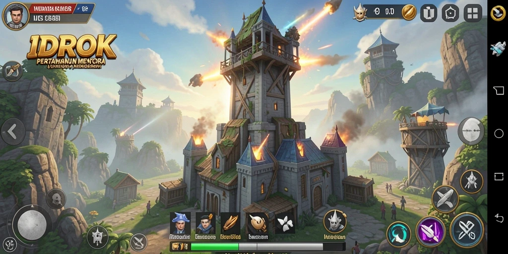 Tampilan gameplay yang mendebarkan dari IDROK dengan strategi Tower Defense.