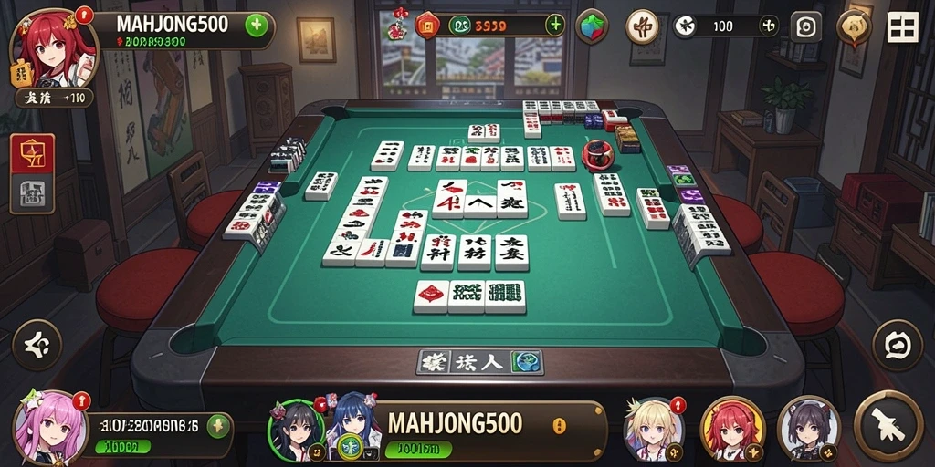 Tampilan gameplay MAHJONG500 yang memukau dan penuh warna.