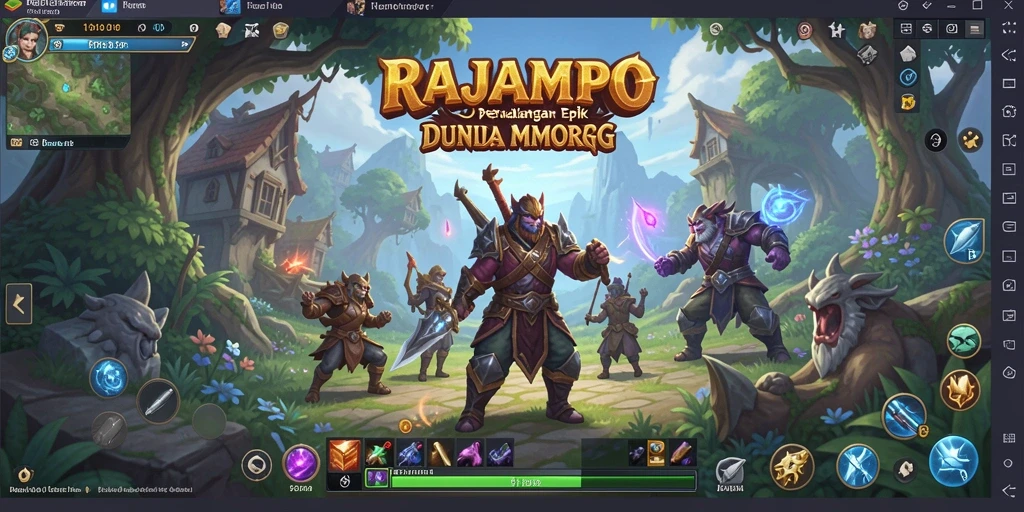 Tampilan screenshot permainan RAJAMPO yang menunjukkan aksi seru dari pertarungan MMORPG.