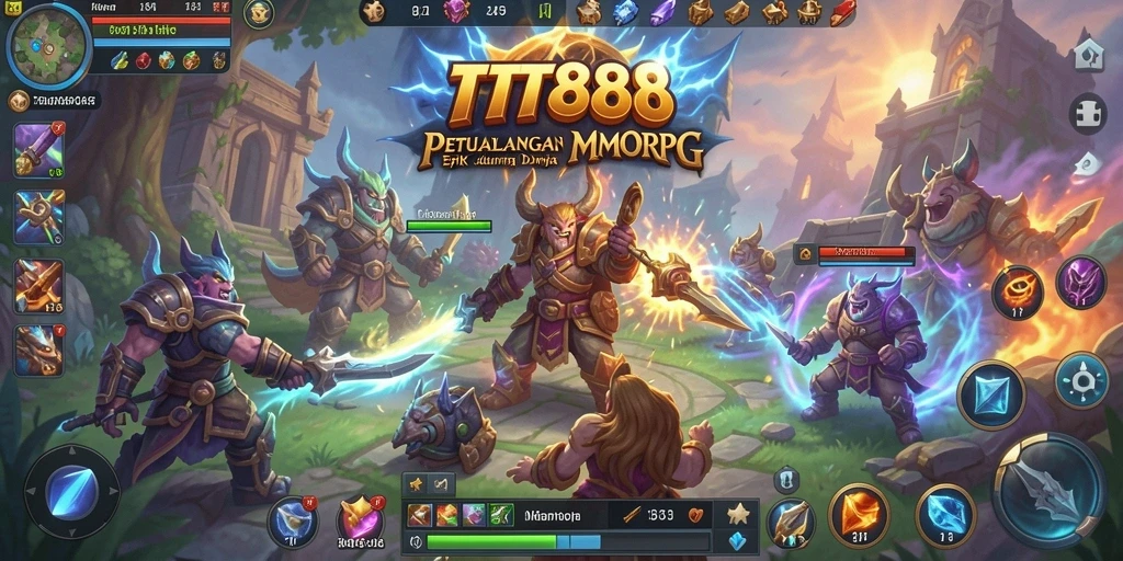 Screenshot utama TTT888 menampilkan aksi pertarungan MMORPG yang mendebarkan.