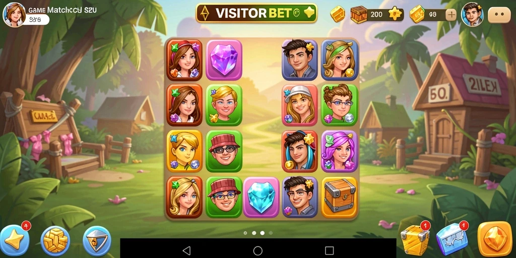 Tampilan menarik gameplay VISITORBET dengan elemen Match-3 yang seru.